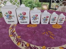 6 pots à Epices Condiments Cuisine anciens Décor Floral Coloré