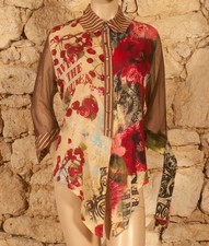 TUNIQUE VINTAGE IMPRIMÉE CERISE "SAVE THE QUEEN" UK 12/14 - US 8/10 - FR 40/42