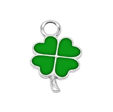 Charms Pendentif Trèfle Grand Vert en Argent 925 - Collection Hoops