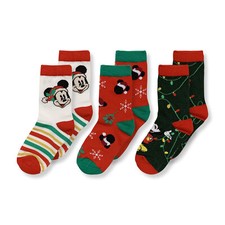 Chaussettes Disney Noël Mickey Souris Set 3 Paire pour Enfant En Coton Bébé 5881