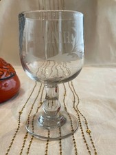 Ancien Verre à pied soufflé de Normandie SOUVENIR Mariage XIXe