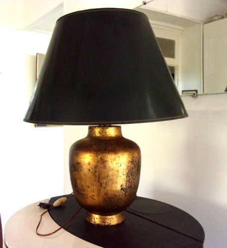 Lampe céramique dorée - lampe,