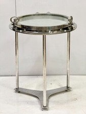 Table basse d'appoint d'occasion réplique ronde en aluminium industrielle vin...