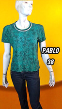 Pablo Gérard Darel Taille 38  haut top tee shirt manches courtes vert noir