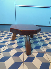 PETIT TABOURET TRIPODE-TECK-DESIGN 60-70-scandinave