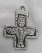 ANCIENNE CROIX CRUCIFIX PENDENTIF BYZANTIN ORTHODOXE CHRETIEN ETAIN debut 1900