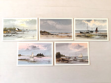 Lot  5  Cartes Postales   Tableaux   STEPHANE LAURO   Aquarelles  Mer  Bateaux