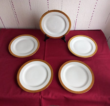 5 assiettes plates  porcelaine limoges Bernardaud Villiers incrustation or fin