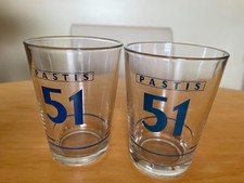 Lot 2 Verres Publicitaires Pastis 51 avec trait doseur - Vintage rare TBE