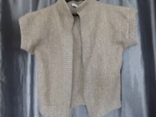 Gilet tricot Camaieu beige avec fils argentés, h.50cm, t.38 manches courtes tbé