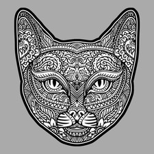 TETE CHAT MOUSTACHE MIGNON TATOO CUTE CAT PET 12cm AUTOCOLLANT STICKER CD037X