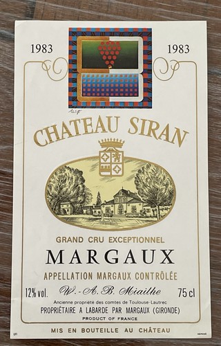 étiquette château siran 1983 - siran,