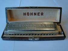 Rare Harmonica allemand Chromonika III Hohner, dans son étui   #1363#