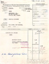 Facture   1933 WESTINGHOUSE