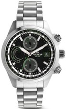 LORENZ Solar Chrono 030253CC Montre Hommes Chronographe Solaire Noir Acier