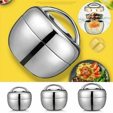 Boîte à lunch double couche ronde / thermos bento en acier inoxydable récipient alimentaire