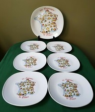 Porcelaine de Limoges Service à Fromages de France ( 1 Plat + 6 Assiettes )