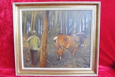 Sublime, Vieux Tableau, Garde Forestier Avec Cheval, Signé : Vorhauer
