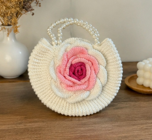 Sac main rose crochet - sac, au