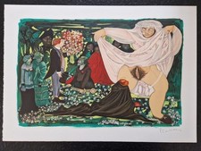 Pierre Cadiou Lithographie en couleurs illustrations Georges Brassens estampe