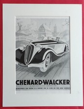 Publicité presse 1936 Automobile CHENARD-WALCKER illustration de GEO HAM &TIRARD