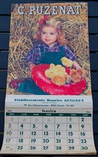 Calendrier mural vierge C. Puzenat 1954 Ets Maurice GUIGNET Sens