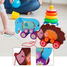 Jouet en bois à tirer, jouet à pousser et à tirer, sensoriel pour le