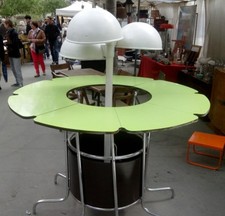 Rare Bar/comptoir mange Debout forme gros pot de  fleurs lumineux 1970's Vintage