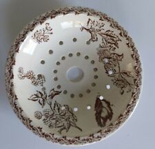 COUVERCLE ANCIEN EGOUTTOIR A SAVON FAIENCE FINE DECOR BRUN SEPIA FLEURS 1900 D15
