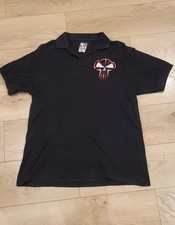 Polo noir Rigewear L homme – logo skull brodé rouge – style streetwear geek