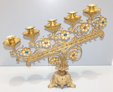 -BOUGEOIR D'EGLISE BRONZE XIXe  5 FEUX ART RELIGIEUX COLLECTION déco Table    D