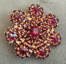 Ancienne broche strass rouge - ancienne,