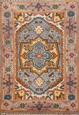 Gris Traditionnel Accent Tapis 2x3 Noués à la Main Laine Géométrique Motif