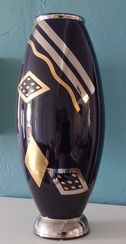 Grand vase 51cm - bleu, décor