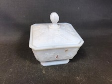 Ancien sucrier en opaline de foire blanc vintage rench antique sugar pot