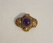 Broche Ancienne Argent Vermeil 925 Filigrane Améthyste Ref H941