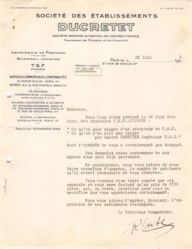 1930 etab ducretet paris - etab,