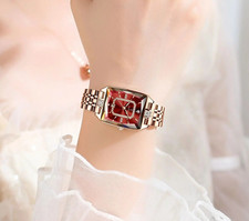 Montre-Bracelet à Quartz Rectangulaire Pour Femme Elégante En Acier Inoxydable