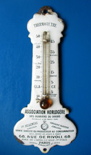 Ancien Thermomètre émaillée  ASSOCIATION HORLOGERE Des Ouvriers Du Doubs  (1900)