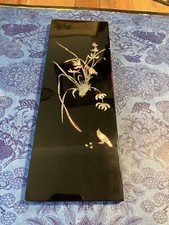 Tableaux / Panneaux Laque Nacre Incrusté Sur Bois  Laqué Asie Oiseau