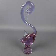 Sculpture Cygne Verre Murano Grande Design Sommerso Lilas Vintage Ans ‘70