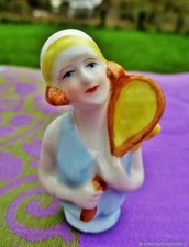 Poupée antique demi figurine tenniswoman porcelaine Antique half doll