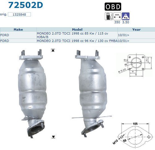 Pot catalytique ford - ford, mondeo