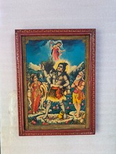 Old Photo God Shiva Parvati, en Bois Mural'Art Décor Peint Cadre - 40.6x55.9cm