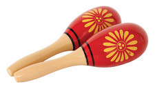 PAIRE DE MARACAS EN BOIS PEINT  GEWA