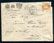 Napoléon 40c sur enveloppe illustrée en Chargé de Paris pour Nantes en 1869