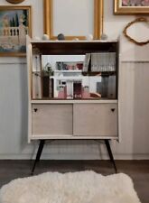 Meuble Vitrine Vintage En Formica, Bibliotheque Ancienne Pieds Compas En Métal