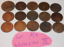 LOT 15 pièces MONNAIE ancienne FRANCAISE NAPOLEON III 5-10 centimes BARRE cuivre