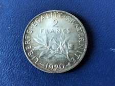 France monnaie 2 francs 1920 en argent type Semeuse en Sup