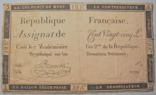 France assignat 125 livres - france.,